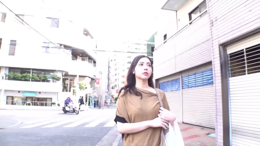 平静 · 上半身中景 · 室外光线 · 城市街道 · 购物袋 · 棕色休闲上衣
