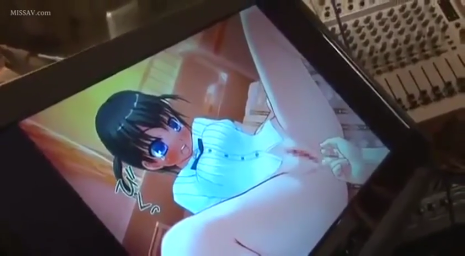 潮红 · 角色脸部特写 · 室内工作室 · 白色条纹衬衫 · 指交 · 手指 · 调音台背景