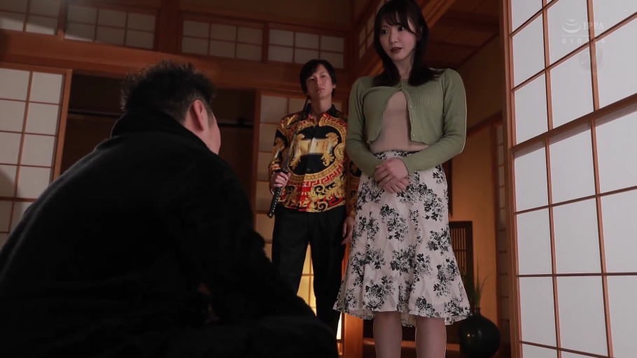 日式和室 · 花哨衬衫 · 武士刀 · 男子面部侧写 · 画面有IPPA水印 · 男子表情凝重