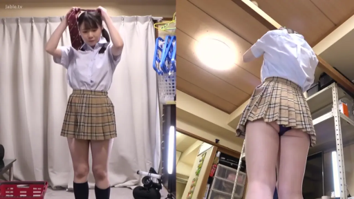 室内 · 站立 · 平静 · JK制服 · 裙底特写 · 穿衣