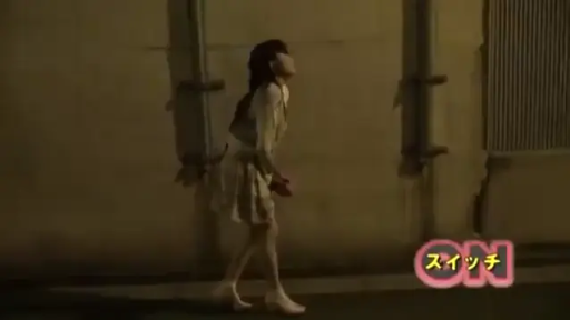 浅色连衣裙 · 抬头享受 · 夜间街道 · 远景侧拍 · 画面带有开关状态标识