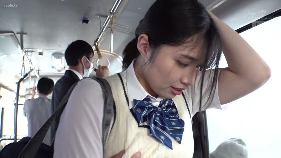 深蓝色条纹领结 · 公共汽车 · 骚扰 · 有些不知所措 · 正在被抚摸的胸部 · 通勤时间