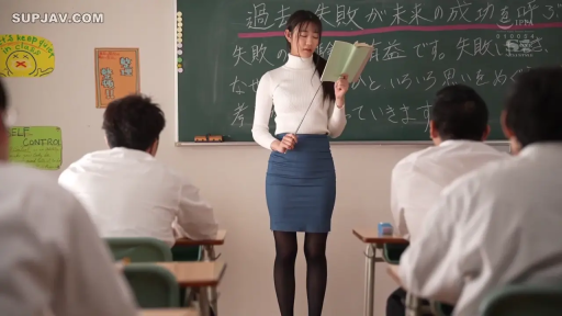 教室 · 职业 · 蓝色包臀裙 · 教鞭 · 人物全身 · 黑板上有日语板书