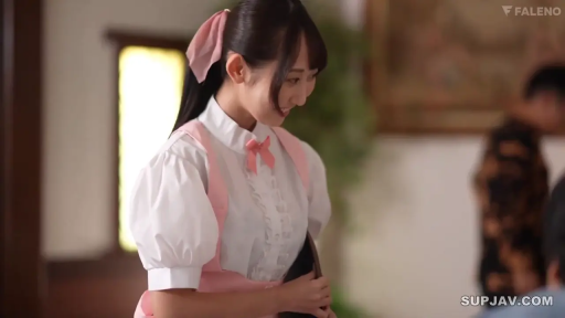 餐厅 · 温顺 · 面部侧面特写 · 女仆装 · 粉白色女仆装