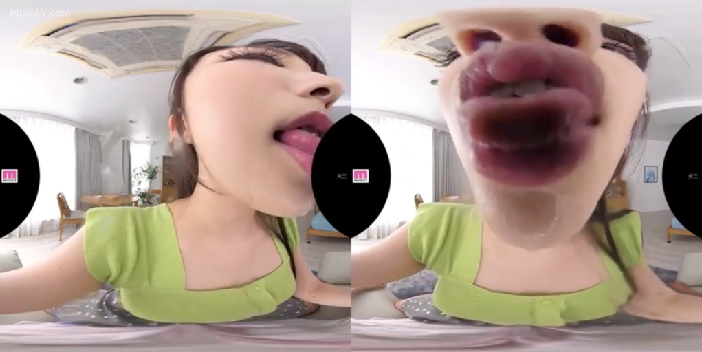 室内 · 迷离 · 靠近镜头 · 嘴部特写 · 浅绿色短袖 · 舔镜头 · VR第一视角