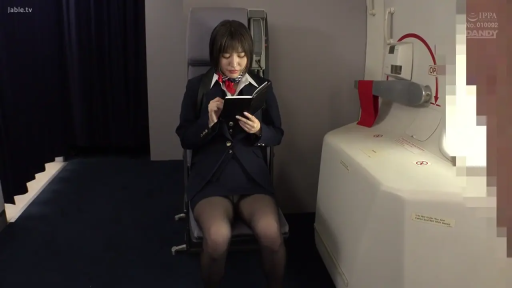 坐姿 · 专注 · 中景 · 阅读 · 空姐制服 · 飞机机舱 · 记事本