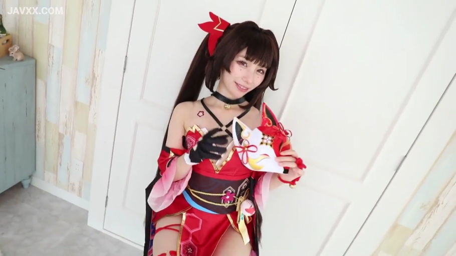 房间 · 狐狸面具 · 诱惑表情 · 头部特写 · 红色cosplay和服