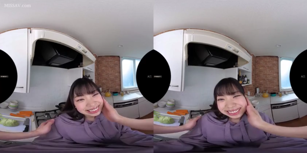 面部 · 站立 · 厨房 · 紫色卫衣 · VR全景 · 开心的 · 微笑互动 · 蔬菜厨具