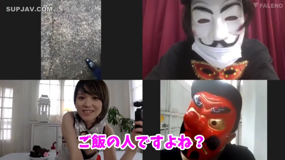 虚拟空间 · 神秘 · オフショルダートップ · 天狗面具 · 字幕显示日语对话 · 短发女性特写