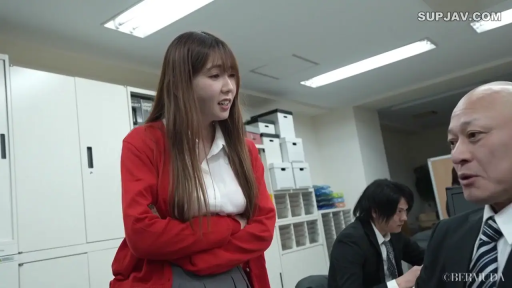 交谈 · 严肃 · 办公室 · 站立 · 中景 · 储物柜 · 职场 · 红色开衫