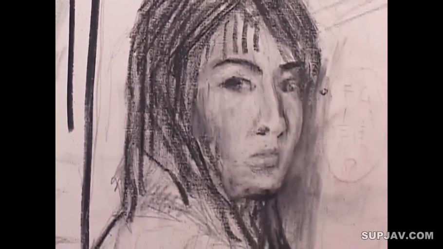 凝视 · 面部特写 · 不详 · 纸张 · 画室或室内 · 黑白画作
