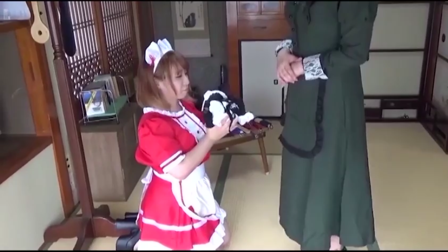 顺从 · 女仆头饰 · 榻榻米 · 深绿色长裙 · 女仆面部侧面特写