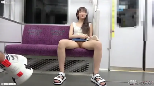 全身 · 露底 · 手提包 · M字开腿 · 无袖上衣 · 模糊 · 地铁车厢 · 公共场合
