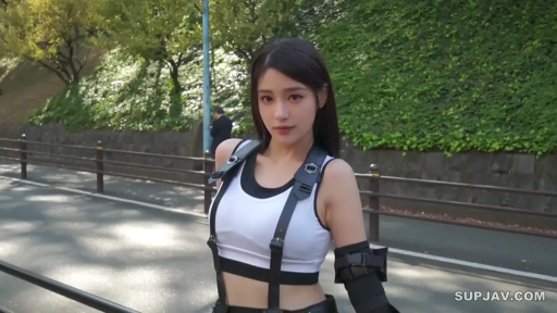 上半身特写 · 凝视 · 户外街道 · 背带 · 黑色吊带背带