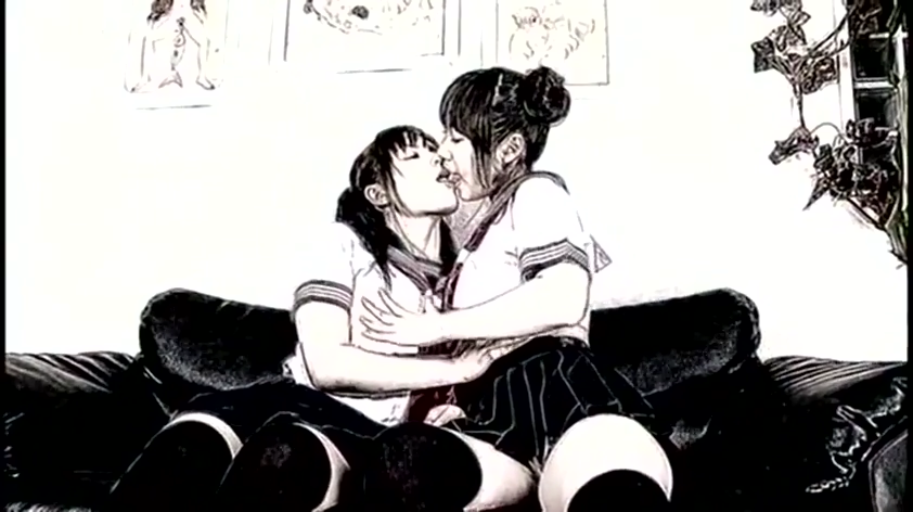 室内 · 坐姿 · 中景 · 陶醉 · 沙发 · JK制服 · 女同 · 接吻揉胸