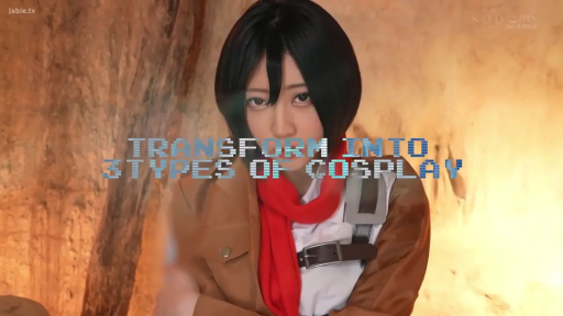 专注 · 调查兵团制服 · 面部特写 · 摄影棚 · 字幕显示