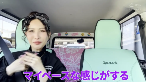 放松 · 面部特写 · 日语字幕 · 黑色外套 · 汽车内部 · 头巾