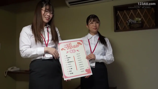 室内 · 站立 · 展示 · 中景 · 微笑 · 职业装 · 双人 · 看板