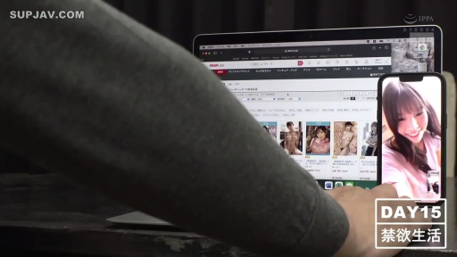 室内 · 坐姿 · 微笑 · 手机 · 灰色长袖 · 日语字幕 · 屏幕特写 · 浏览网页