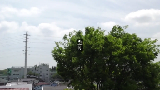 室外 · 带有字幕 '翌朝'