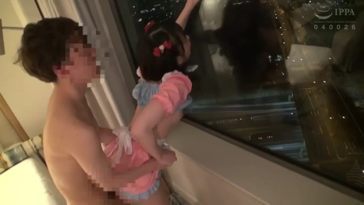 后入式 · 窗边 · 背部特写 · 女仆头饰 · 仰头 · 粉蓝配色女仆装