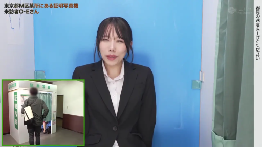 深色职业西装外套 · 证件照拍摄亭 · 职业化微笑 · 拍摄亭全景小窗口 · 公共区域 · 文字说明