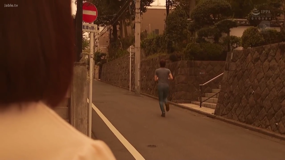 短袖T恤 · 日本街道 · 夕阳色调 · 远景拍摄 · 禁止通行标志